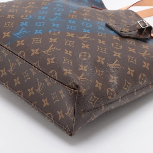 Louis Vuitton Monogram V-Line Cabas Tote Bag Brown Blue - Picture 6 of 16
